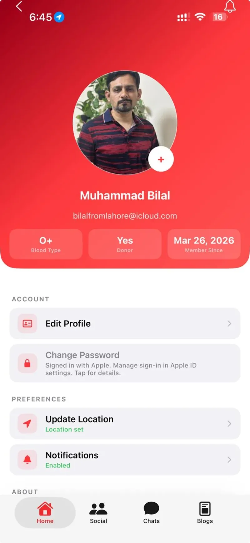 GeoBlood app emergency blood request feature